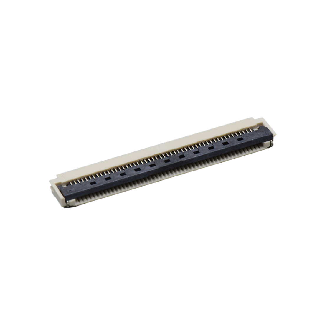 Pitch 0.50mm 90°H2.00mm 前掀盖下接触带蝴蝶扣卧贴 FPC
 50pin 本色 镀半金1U",镍